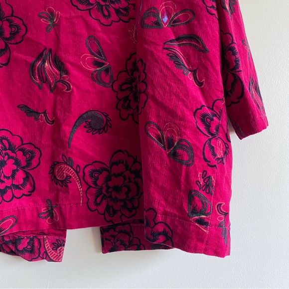 Home Sewn Fuchsia Floral Corduroy Open Front Jacket - Picture 11 of 12